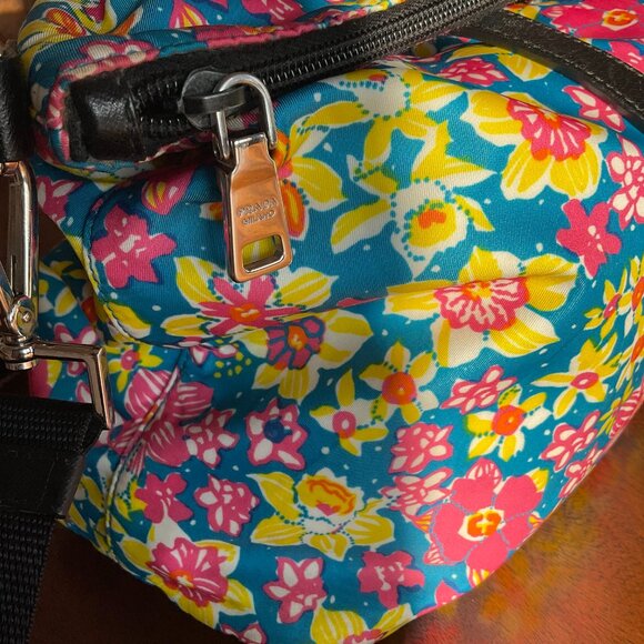 Prada Floral Print Nylon Tote Bag with Removable Shoulder Strap - Picture 10 of 12